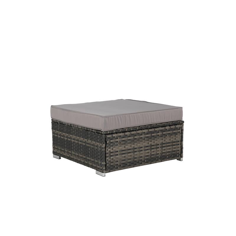 8-Pieces Outdoor Patio Sectional Sofa Set with Washable Cushions & Glass Coffee Table