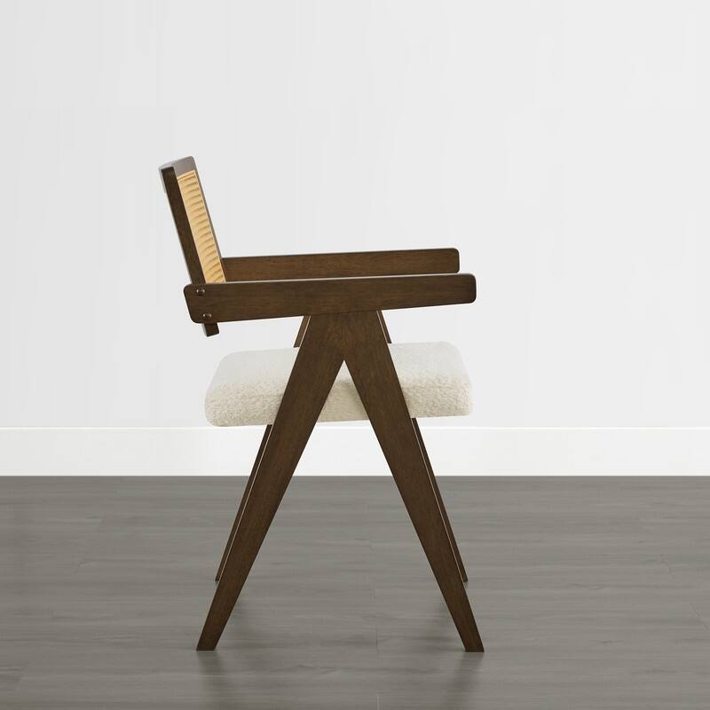 Spruce & Spring Modern American Dining Chair with Woven Rattan Back