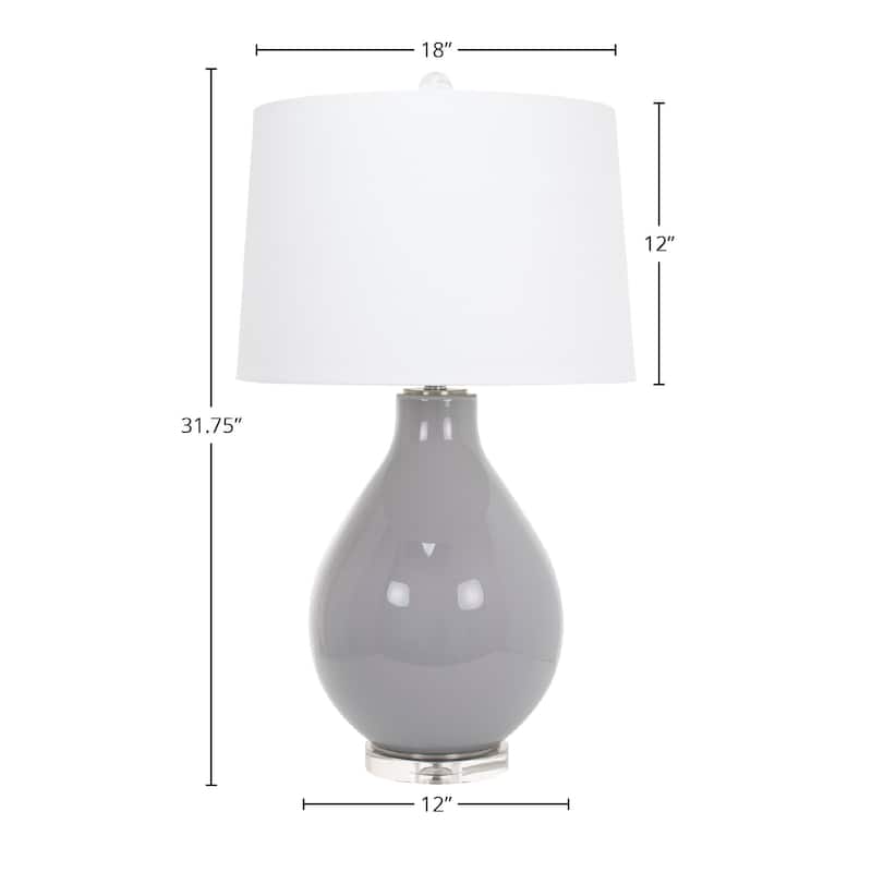 Poppy Glass Table Lamp with Linen Lamp Shade
