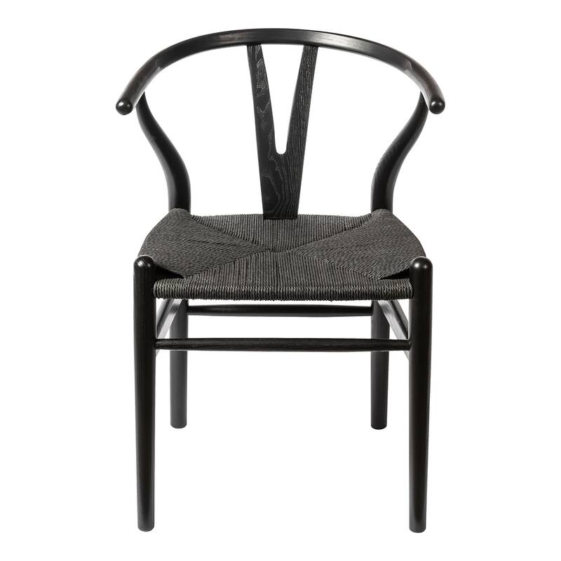 Albany-2 - Black - Natural Papercord Seat (Set of 2)