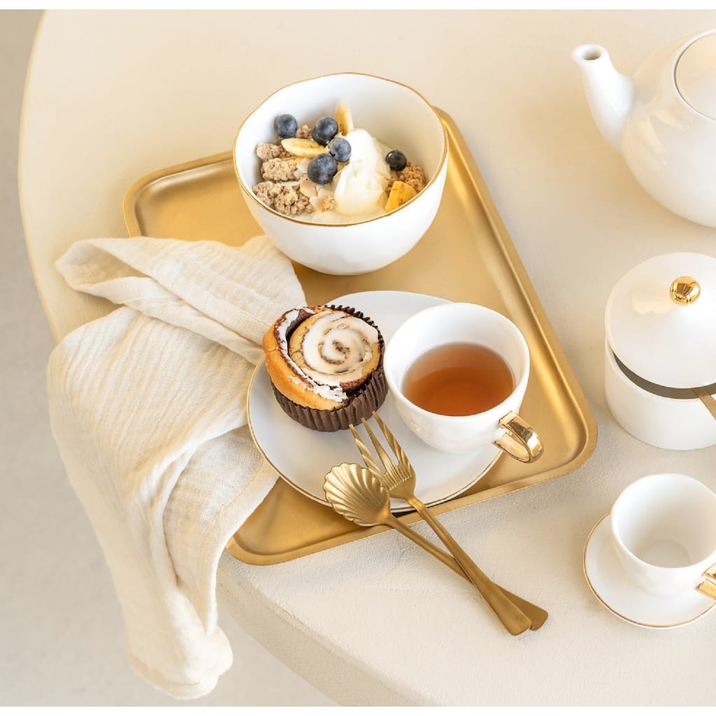 Set of 4 Good Morning Spoons Gold in Gift Pack - Gold