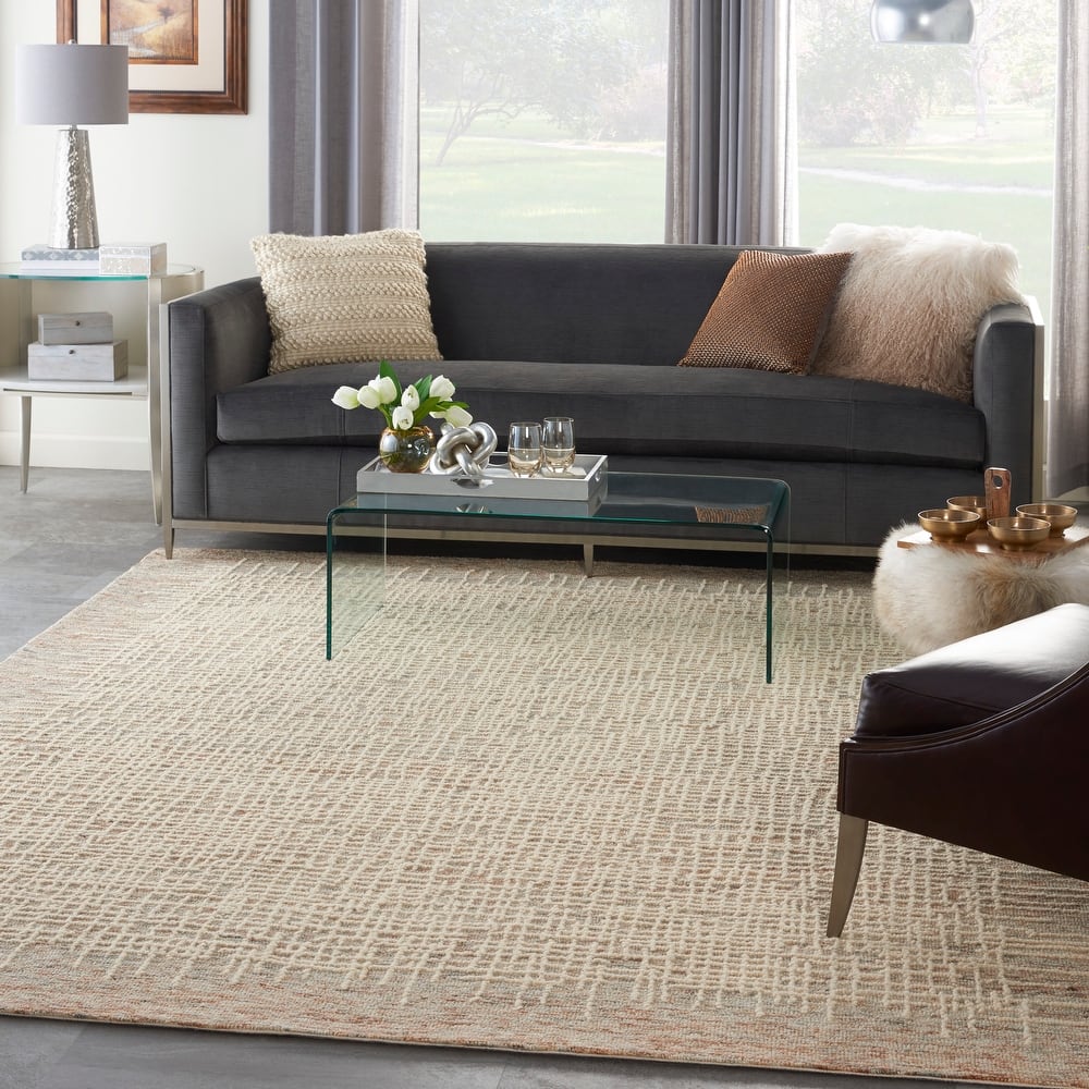 Nourison Vail Textured Wool Modern Crosshatch Area Rug