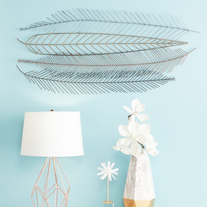 CosmoLiving by Cosmopolitan Multi Colored Metal Feather Bird Home Wall Decor