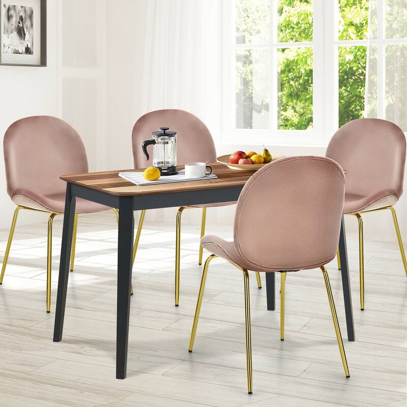 Gymax 4PCS Velvet Dining Chair Accent Leisure Chair Armless Side Chair - See Details