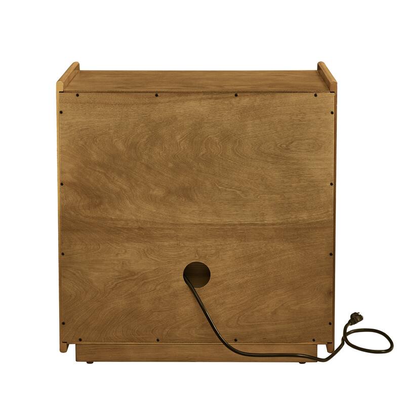 Modern Nightstand with Charging Station,Outlet Hole and Open Shelf