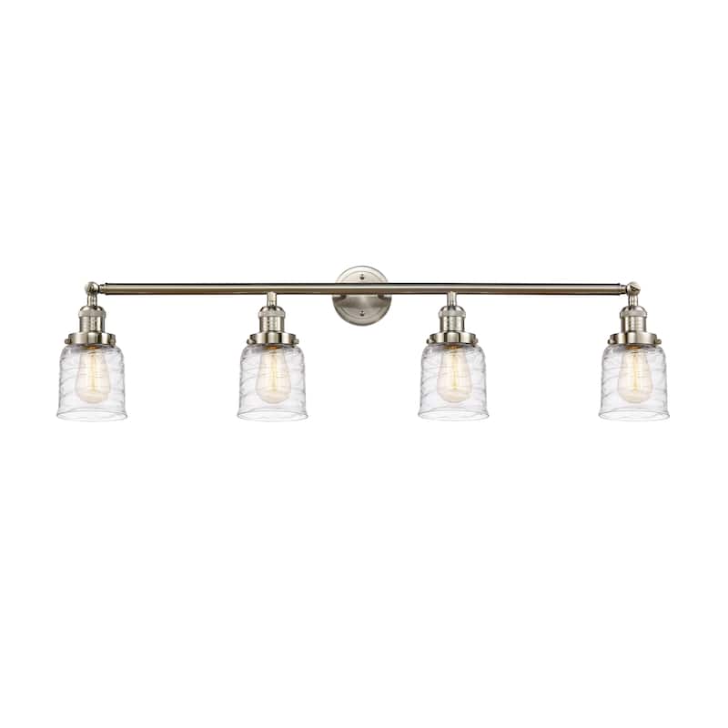 Innovations Lighting Bell 4 Light 42" Bath Vanity Light - Deco Swirl/Brushed Satin Nickel