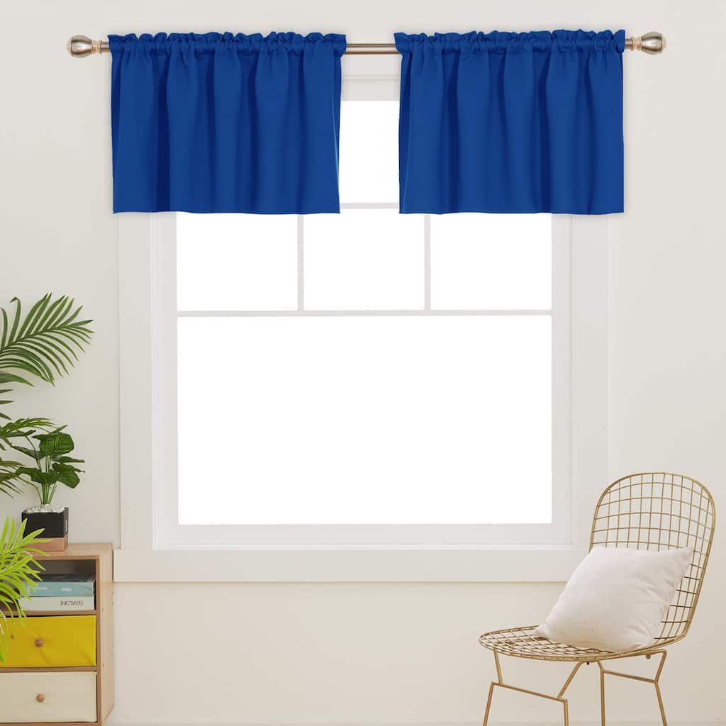 Rod Pocket Solid Window Valance for Kitchen (2 Panels)