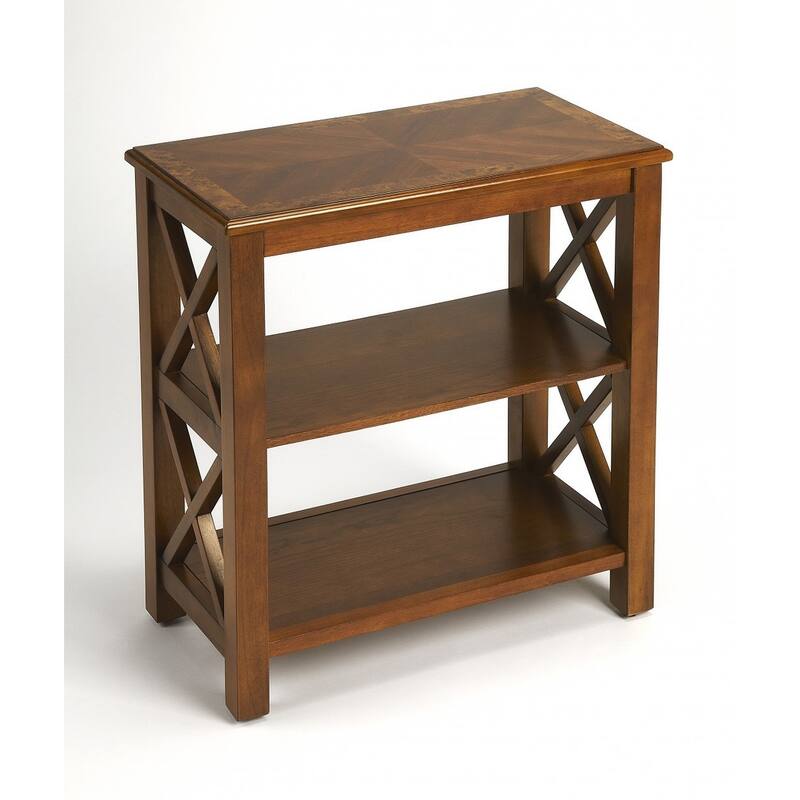 HomeRoots25" Brown Two Tier Standard Bookcase - 22