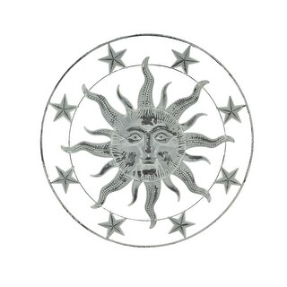 Shop 36 Inch Distressed White Metal Sun Face Wall Hanging Rustic Art Decor Sculpture Overstock 30828192