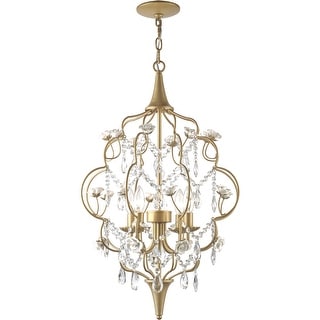 AF Lighting Floral 4-Light Chandelier with Cream Ceramic Roses and ...