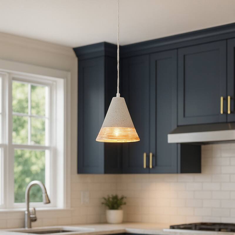 Acroma 1 - Light White Textured Cone Pendant Light - 1-light