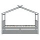 preview thumbnail 62 of 72, Creativity House Bed Twin Size Frame with 2 Wood Drawers for Boys Girls, Wood Platform Bed with Roof No Box Spring Needed