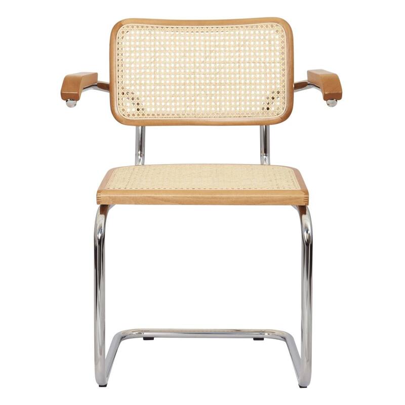 Breuer Chair Company Marcel Breuer Cesca Cane Cantilever Armchair Arm Chair w/ Chrome Steel Frame (Various Wood & Cane Colors)