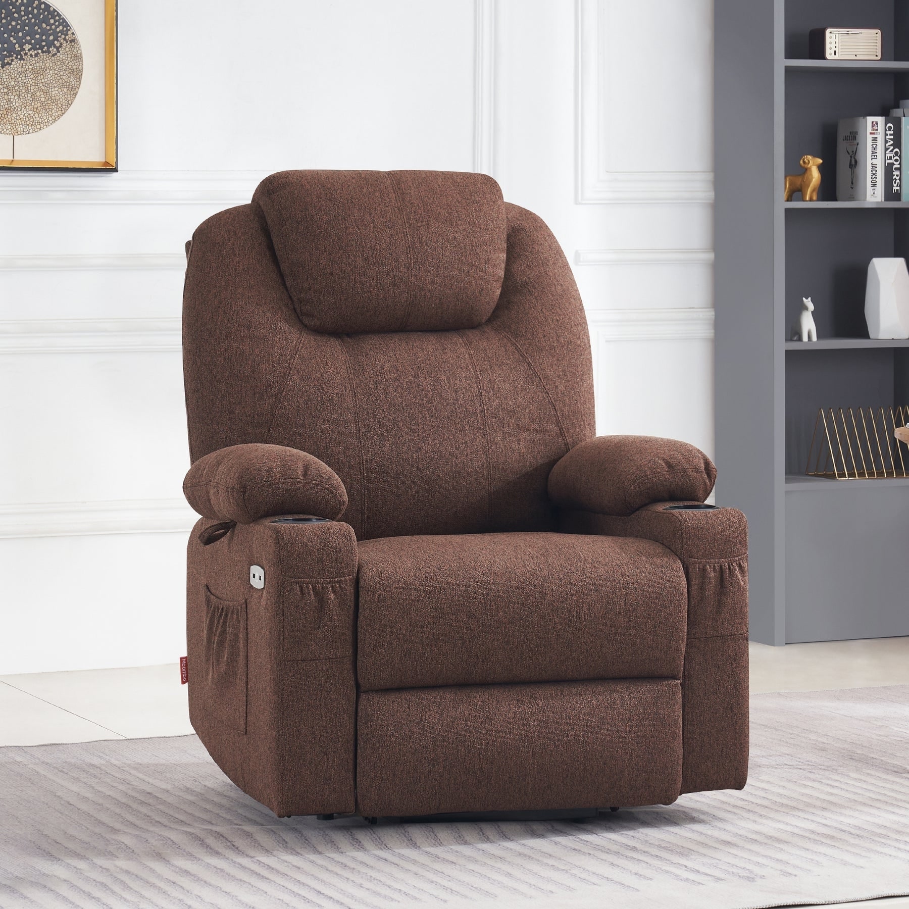 Power lift outlet recliner with heat