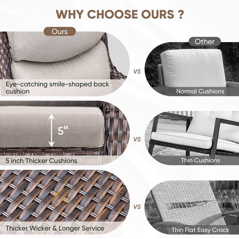 Pocassy Outdoor Swivel Chairs Patio Furniture Set