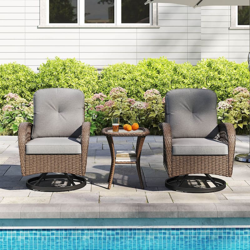 Costway 3 PCS Patio Swivel Rocker Set Gliding Bistro Furniture Set - See Details