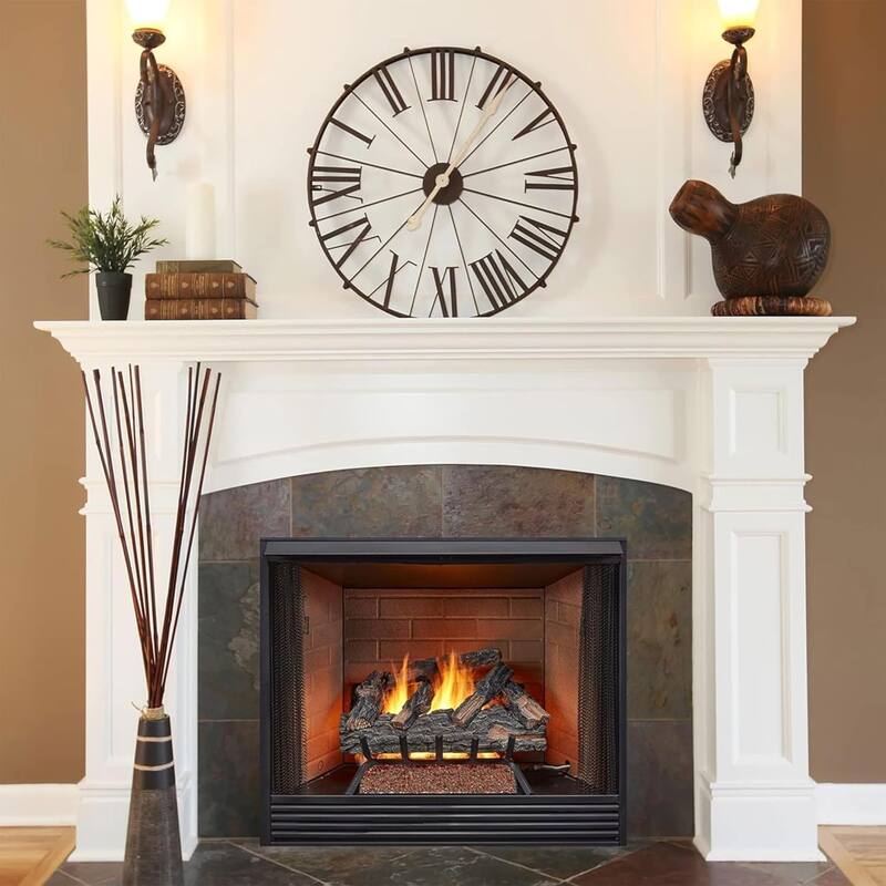 HearthSense Natural Gas Vented Fireplace Logs Set with Match Light, 55000 BTU, Heats up to 2000 Sq. Ft, Mountain Oak, 24 Inches