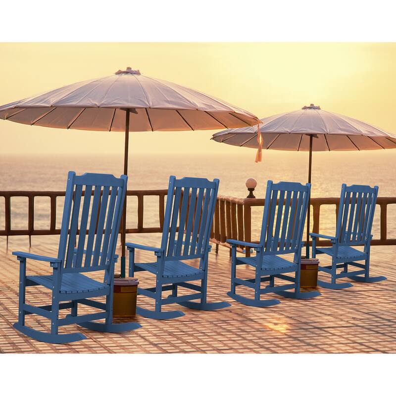 Vrakae 4 PCS Patio All Weather Resistant High Back Rocking Chair