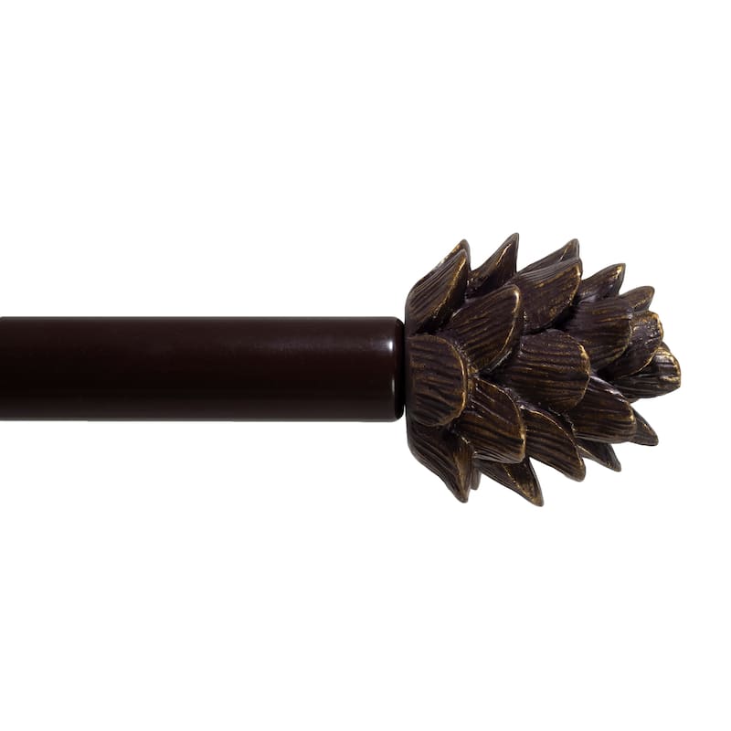 3/4" Farmhouse Pinecone Curtain Rod Adjustable Designer Window Single Rod - 48"-84" - Oil Rubbed Bronze