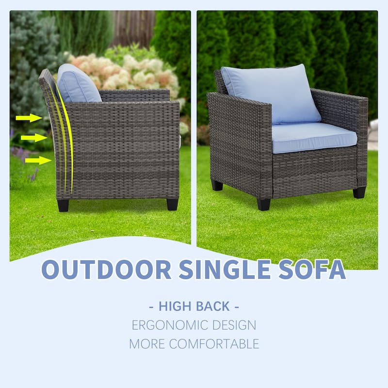 Zenova Rattan 2-piece Outdoor Furniture Set Rattan Sofa Sectional Set