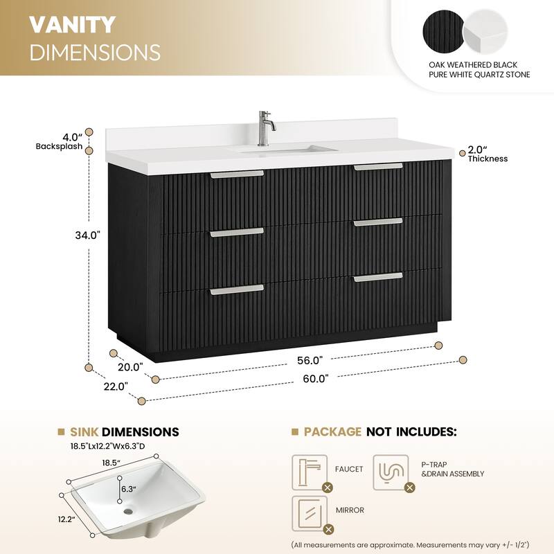 Santarem Single Vanity with Pure White Quartz Stone Top without Mirror