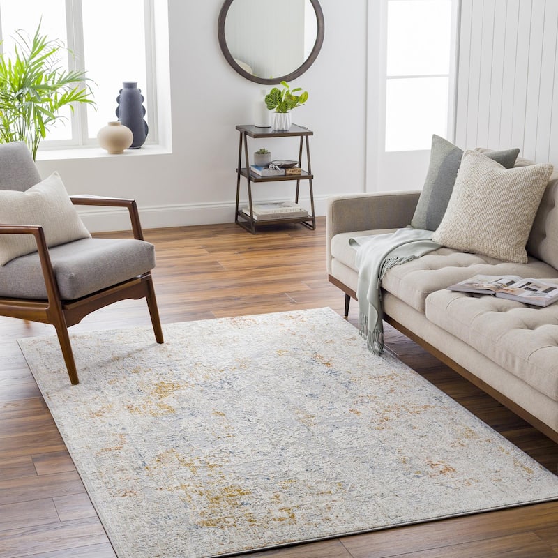 Chadwick Vintage Border Area Rug - Taupe/Blue - 5' x 7' 3"
