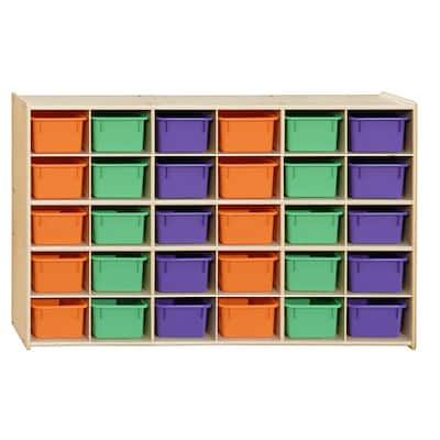 Contender Kids 30 Cubby Storage Unit with Assorted Pastel Bins, Toy Storage, Stationary Organizer for Classroom, School