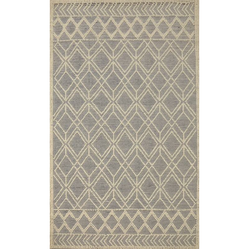 Hand Knotted Oriental 100% Wool Carpet Modern Geometric Greys & Charcoal Modern Gotti Design Area Rug - 7' 6'' X 4' 9''