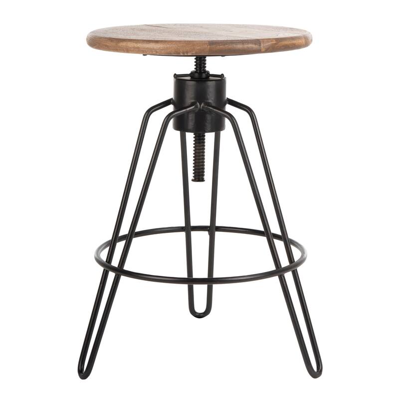SAFAVIEH Victorine 23-inch Inch Swivel Counter Stool Natural / Black - 18" x 18" x 23.5" - 16Wx16Dx24H