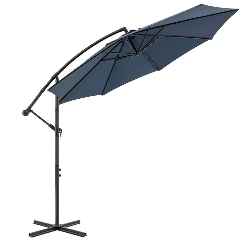 Costway 10 FT Patio Offset Umbrella w/8 Ribs Cross Base Tilt