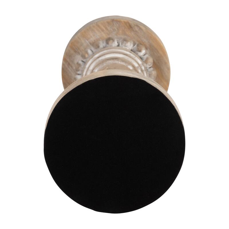 Sagebrook Home Artisanal Wood Pillar Candle Holders