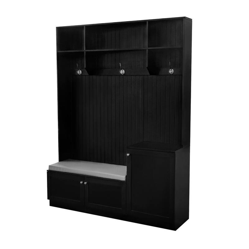 Hall Tree With Comfort And Storage Solutions, Functional Hallway Shoe Cabinet With Bench&Cushion,Coat Rack With Hooks