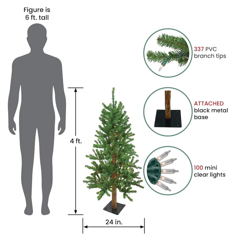 Pre-Lit Medium Alpine Artificial Christmas Tree - Clear Lights