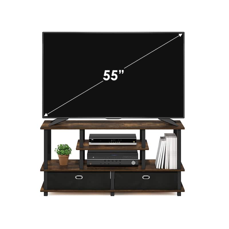 Furinno JAYA Large TV Stand for up to 50-Inch TV with Storage Bin