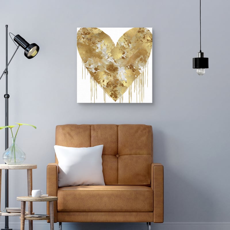 Big Hearted Gold and White by Lindsay Rodgers Canvas Art Print