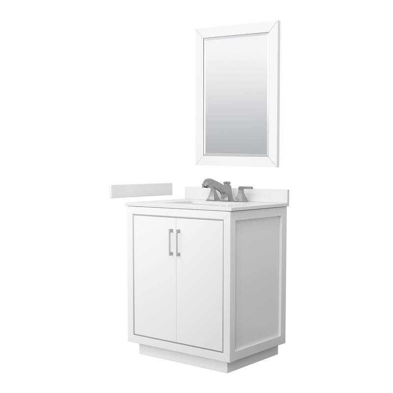 Wyndham Collection WCF1111-30S-VCA-US3M24 Icon 30" Free Standing - White / White Cultured Marble Top / Brushed Nickel