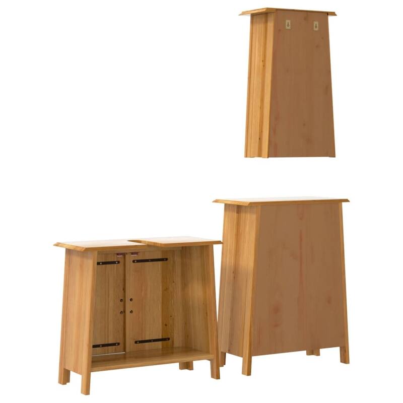 vidaXL Bathroom Furniture Set Wood Tone Solid Pine Wood