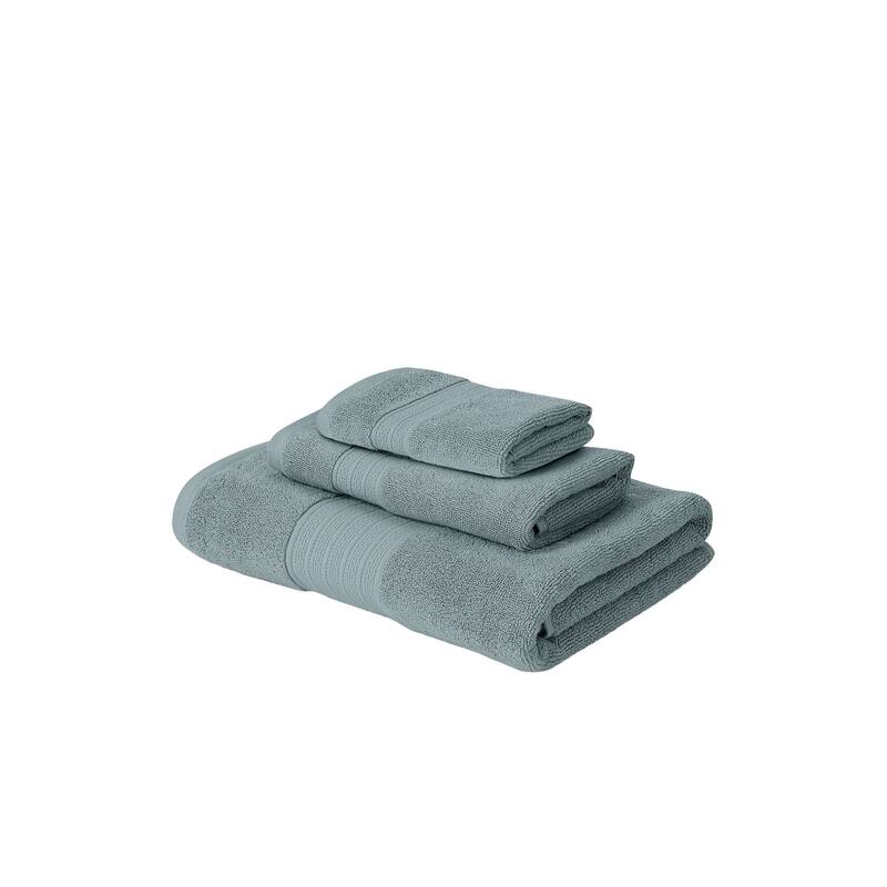 Modern Threads 6-Piece Jacquard Border Towel Set Allie - 100% Cotton, Bath, Hand & Washcloths - Elegant Floral Border