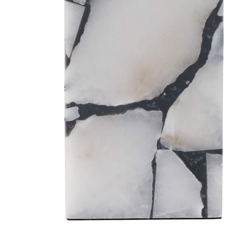 Stone Alabaster Table Lamp Fabric Shade for Bedroom Office - 24" White - 12" x 12" x 24"