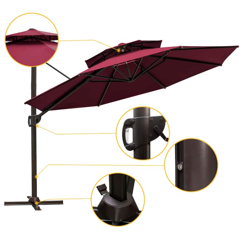 11.5-foot Outdoor Round Cantilever Umbrella Patio Offset Umbrella with No Base