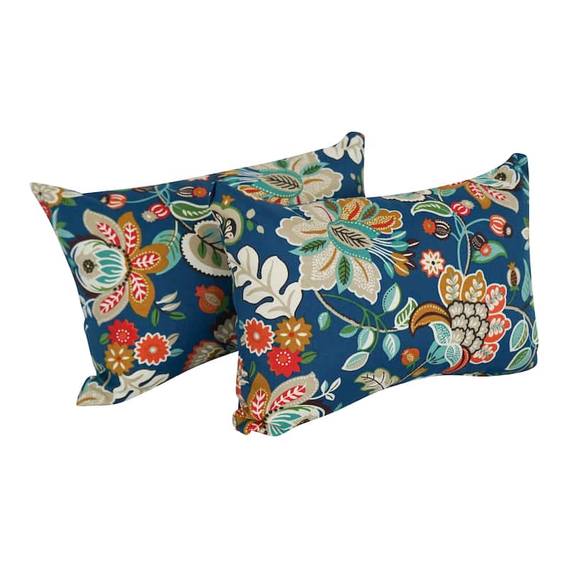 19-inch by 11-inch Outdoor Throw Pillows (Set of 2, Multiple Patterns) - 19 x 11 - Telfair Peacock