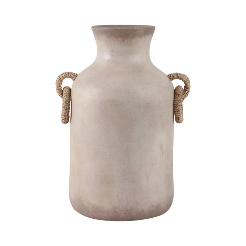 Pottery Jute Decorative Vase Rustic Wrapped Handles Clay Design