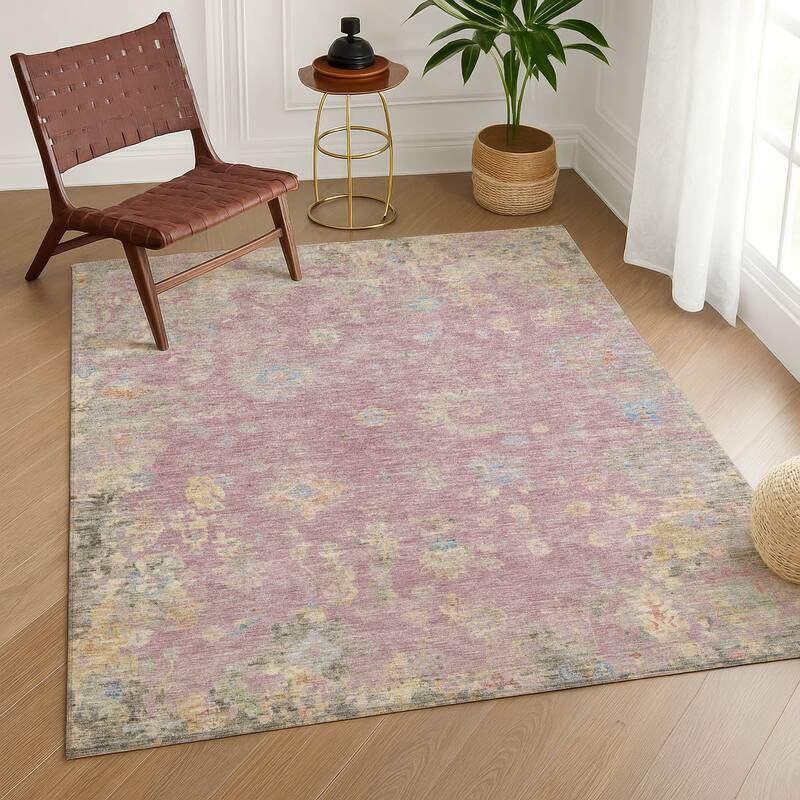 Machine Washable Indoor/ Outdoor Vintage Traditional Chantille Rug