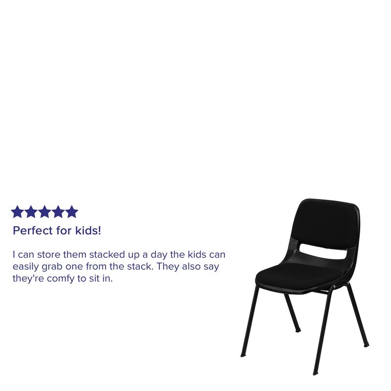 880 lb. Capacity Padded Ergonomic Shell Stack Chair with Metal Frame
