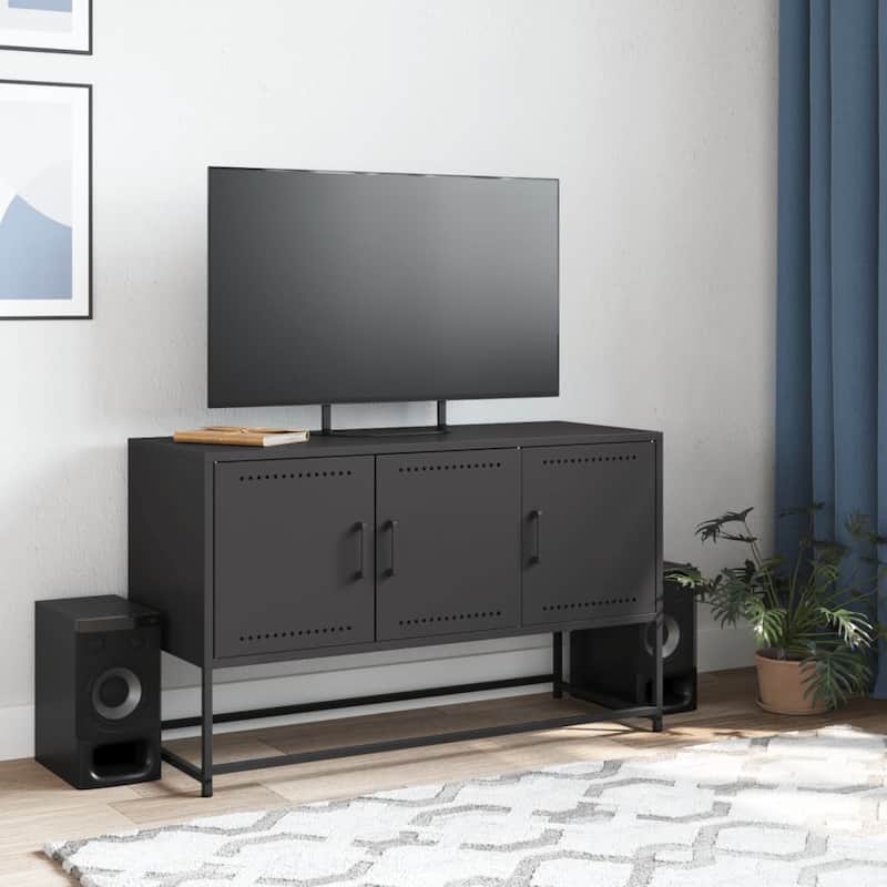 vidaXL TV Stand Entertainment Center Media Unit Furniture Living Room Steel - 15.4 x 39.6 x 23.8