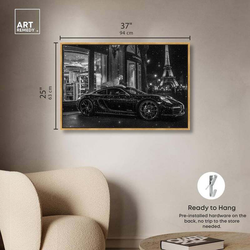 Glistening Cheetah and Car Canvas by Art Remedy