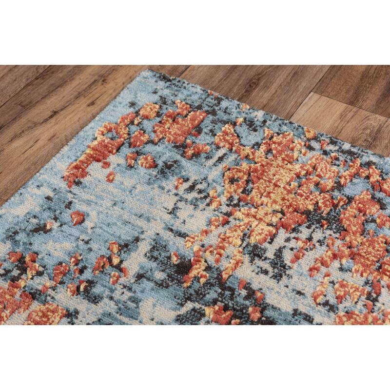 Alora Decor Alure Blue, Beige, Black, and Orange Wool Blend Rug