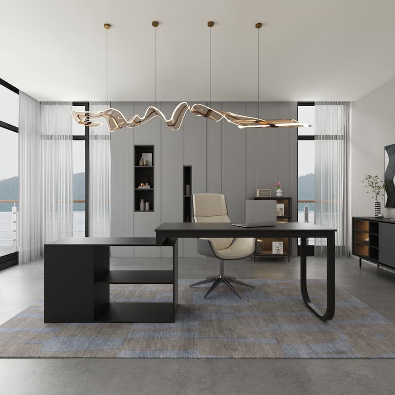 55" L-Shaped Computer Desk - Storage Workstation - 5 Colors Large