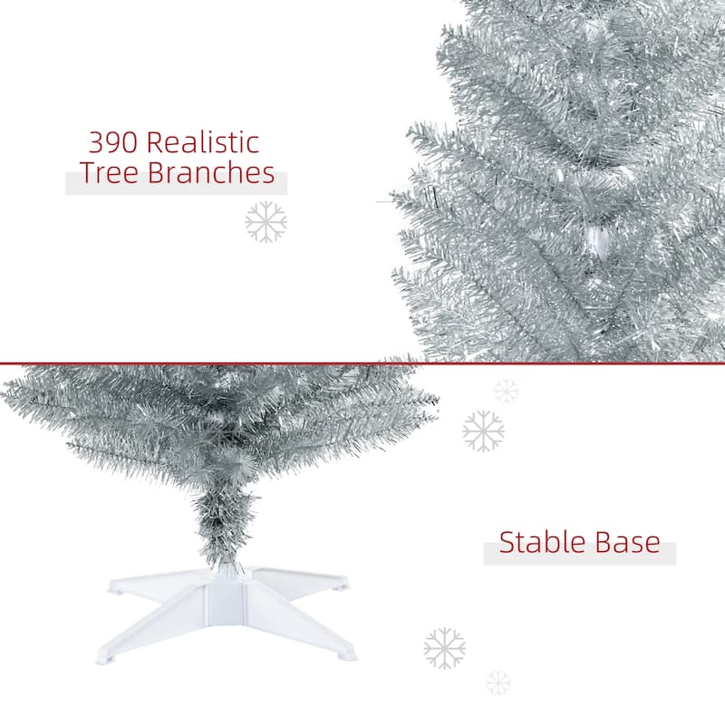 HOMCOM 6-foot Slim Hinged Noble Fir Pencil Christmas Tree with Stand - 5.89 ft