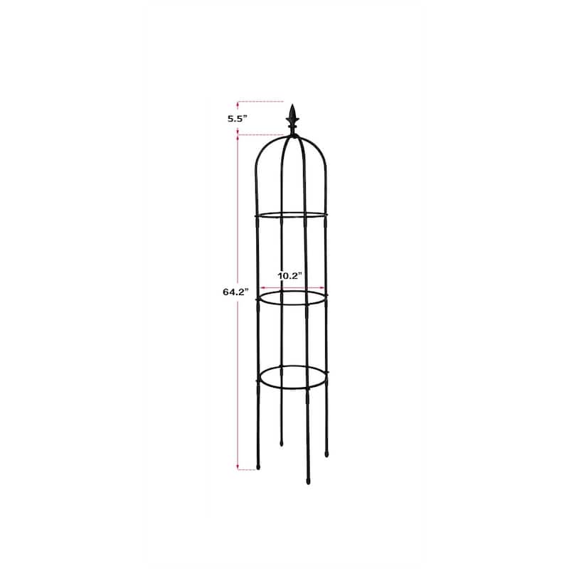 69.7'' Black Garden Trellis for Vines and Flowers Weather-Resistant Obelisk Climbing Frame for Outdoor Decor - 10.2"Dia x 64.2"H